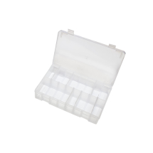 Clear Base With Hinged Lid Box, adjustable partitions 8 max.