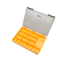 Yellow Base Hinged Lid Box, 15 compartments