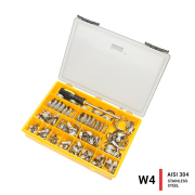 W4 Stainless Steel Hose Clamps including Flexible Screwdriver, 9 & 12mm band